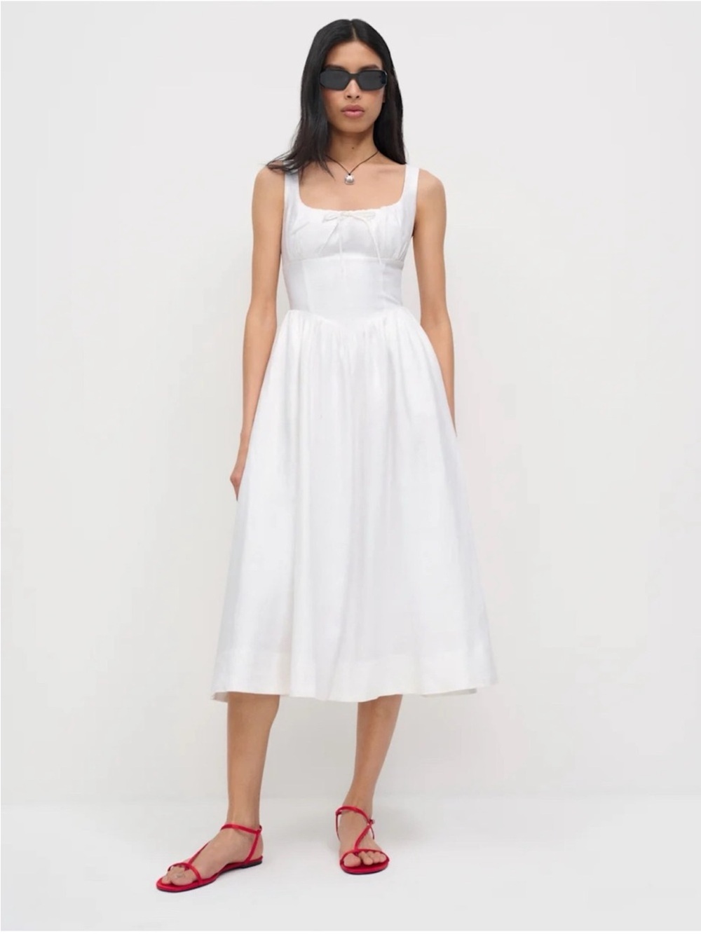 NWT Reformation Balia Linen Dress White 2